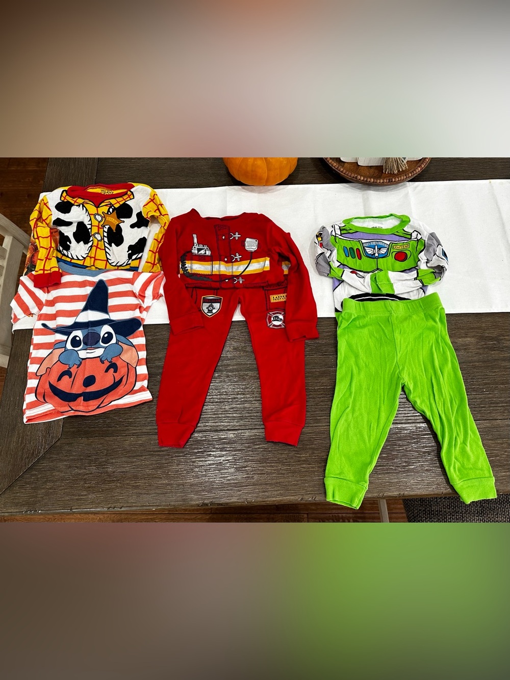 Red Kids Firefighter and Toy Story 2 piece Pajama 2T lot of 6